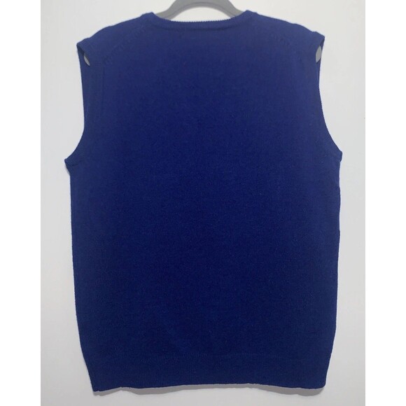 WoolOvers Sweater Vest Mens 100% Pure New Wool Knit Tank Sleeveless Blue Medium - Picture 4 of 8